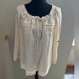 New Soft Surroundings 100% silk coquette 3/4 long sleeve tunic shirt. Size large